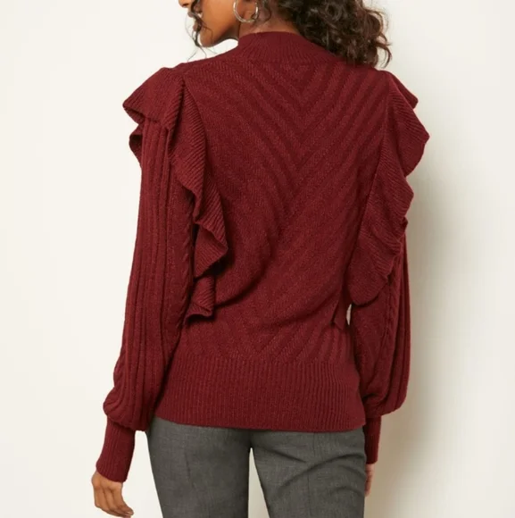RW&Co. Ruffled Cable Knit Sweater - Picture 2 of 5